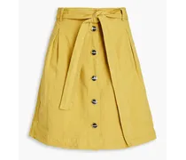 Arlette pleated cotton and linen-blend mini skirt - Yellow
