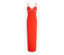 Kyra crystal-embellished crepe gown - Red