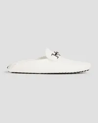 TOD'S Double T pebbled-leather collapsible-heel slippers - White White