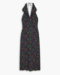 RIXO Sabrina ruffled printed voile halterneck maxi dress - Black Black