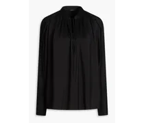 Cobden wool and silk-blend gazar blouse - Black