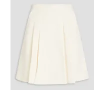 Jane pleated silk and linen-blend mini skirt - White