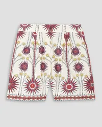 Emporio Sirenuse Beatrice Sea U pleated printed cotton shorts - White White