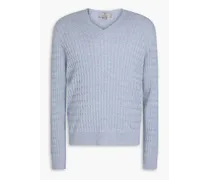 Mélange cable-knit cotton and silk-blend sweater - Blue