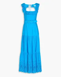 Rebecca Vallance Isadora ruffled broderie anglaise linen and cotton-blend maxi dress - Blue Blue