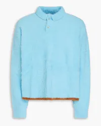 Jacquemus Neve brushed knitted polo sweater - Blue Blue