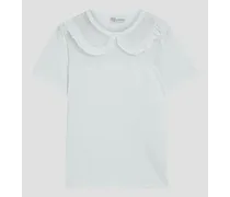 Point d'esprit-paneled cotton-jersey T-shirt - White
