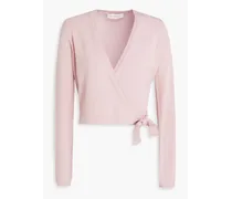 Cropped merino wool wrap cardigan - Pink