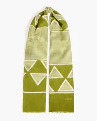 Valentino Garavani Printed cotton and linen-blend gauze scarf - Green Green