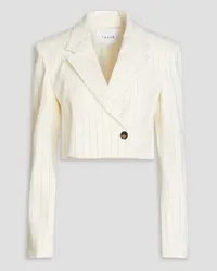 Frame Denim Cropped striped linen-blend twill blazer - White White