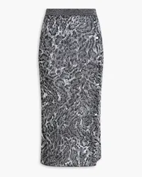 Paco Rabanne Button-detailed metallic jacquard-knit skirt - Gray Gray