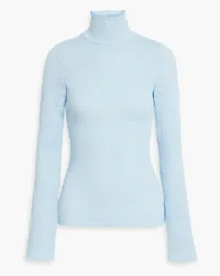 Victoria Beckham Shirred tulle turtleneck top - Blue Blue