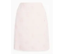 Floral-appliquéd wool and silk-blend crepe mini skirt - Pink