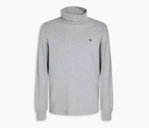 Appliquéd cotton-jersey turtleneck T-shirt - Gray