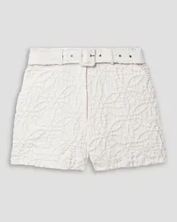 Charo Ruiz Belted ramie-blend cloqué shorts - White White