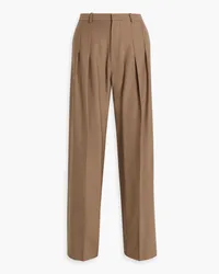 Victoria Beckham Pleated woven straight-leg pants - Brown Brown