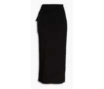 Eloha wrap-effect ribbed-knit midi skirt - Black