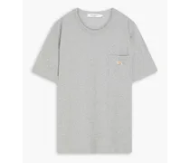 Appliquéd cotton-jersey T-shirt - Gray