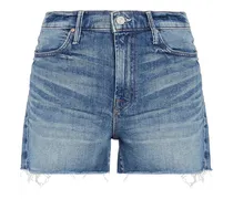 Frayed faded denim shorts - Blue
