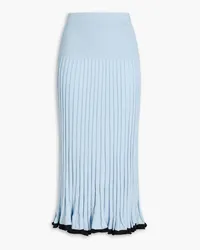 Proenza Schouler Pleated ribbed silk and cashmere-blend midi skirt - Blue Blue