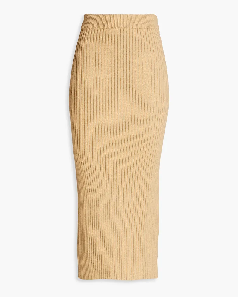 LVIR Ribbed cotton-blend midi skirt - Neutral Neutral