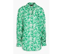 Floral-print cupro-blend satin-twill shirt - Green