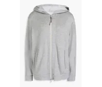 Cotton-blend jersey zip-up hoodie - Gray