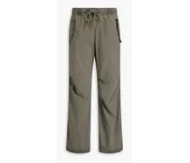 Stretch cotton-poplin wide-leg pants - Green