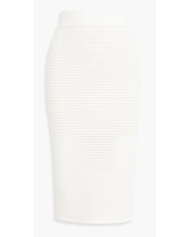 Hervé Léger Textured-bandage midi skirt - White White