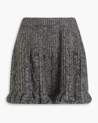 RED Valentino Ruffled cable-knit mini skirt - Gray Gray