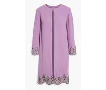 Embellished wool-blend crepe coat - Purple