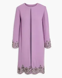 Oscar de la Renta Embellished wool-blend crepe coat - Purple Purple