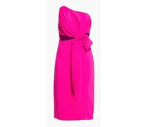 One-shoulder bow-embellished cutout crepe dress - Pink