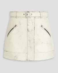 Acne Studios Belted cracked-leather mini skirt - White White