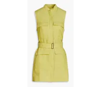 Belted linen mini shirt dress - Green