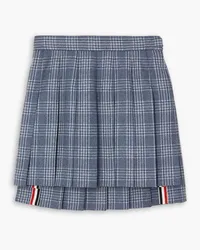 Thom Browne Pleated checked wool and cashmere-blend mini skirt - Blue Blue