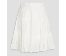Guipure lace-trimmed linen-blend gauze skirt - White