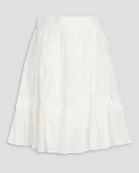 Sandro Guipure lace-trimmed linen-blend gauze skirt - White White