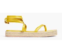 Ribbon Beachclub embellished leather espadrille sandals - Yellow
