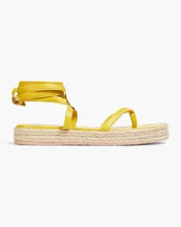 Gianvito Rossi Ribbon Beachclub embellished leather espadrille sandals - Yellow Yellow