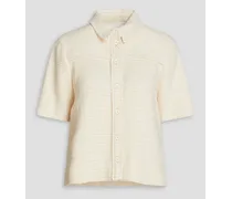 Cotton-blend bouclé-tweed shirt - White