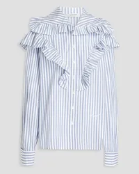 Philosophy Di Lorenzo Serafini Ruffled striped cotton-poplin shirt - Blue Blue