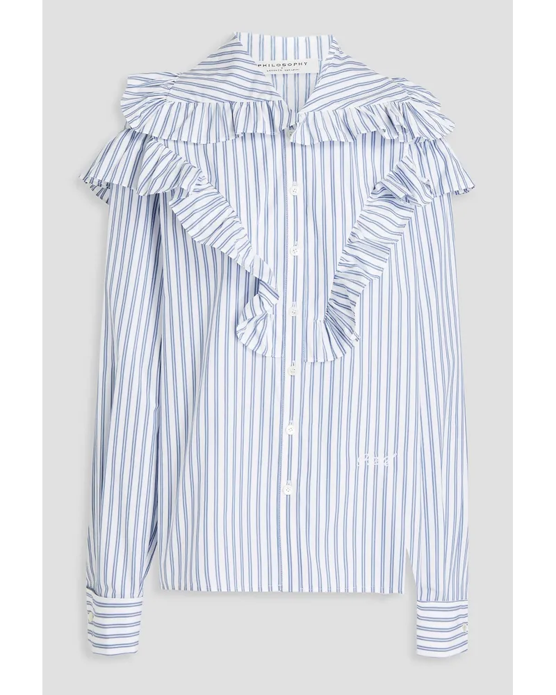 Philosophy Di Lorenzo Serafini Ruffled striped cotton-poplin shirt - Blue Blue