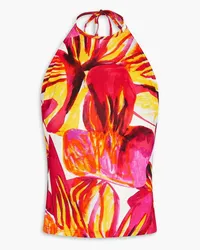 Louisa Ballou Open-back printed jersey top - Pink Pink