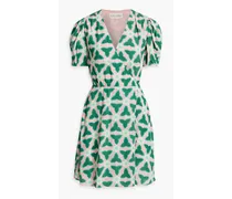 Lea floral-print ECOVERO™-blend crepe mini wrap dress - Green