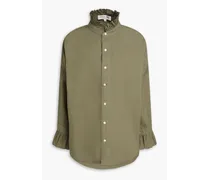 Ruffled cotton-poplin shirt - Green