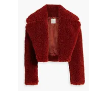 Helena cropped faux shearling jacket - Red