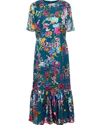 Saloni Printed devoré-chiffon midi dress - Blue Blue