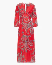 Sandro Paisley-print satin-jacquard midi dress - Red Red