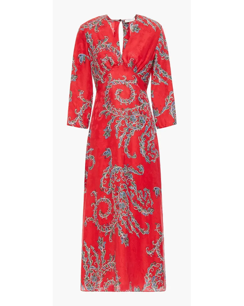 Sandro Paisley-print satin-jacquard midi dress - Red Red